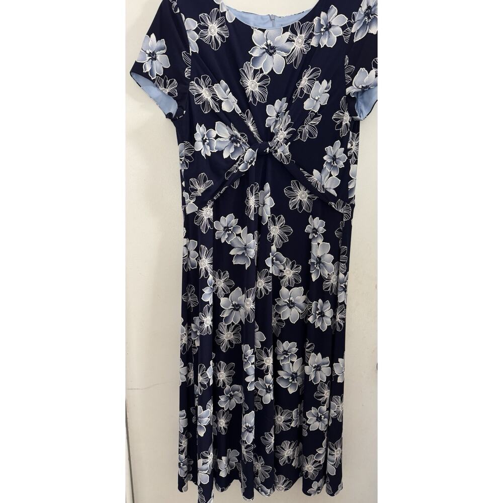 Jessica Howard Women's Cap Sleeve Dress Blue Floral Midi Size 18
